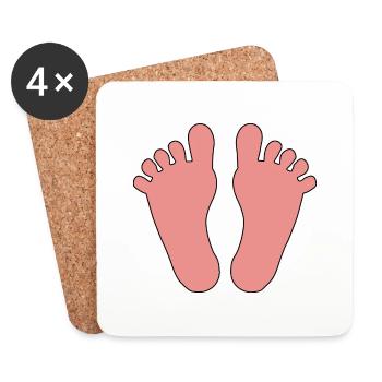 Bébé Pieds Fille Garçon - Dessous de verre (lot de 4) - blanc - Devant