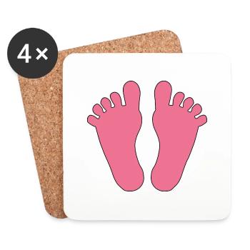Bébé Pieds Fille - Dessous de verre (lot de 4) - blanc - Devant