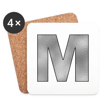 Letter M Silver - Coasters (set of 4) - white - Front