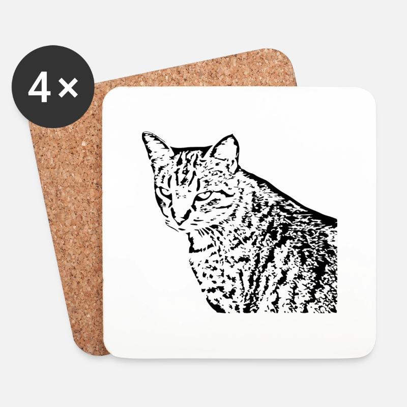 Katze Kätzchen Tigerkatze - Untersetzer (4er-Set) - Weiß