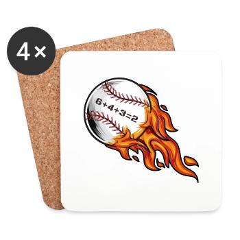 Baseball 6432 Double Play 6+4+3=2 Softball Math - Coasters (set of 4) - white - Front