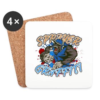 Graffiti Sprayer Artist Künstler Streetart Affe - Untersetzer (4er-Set) - Weiß - Vorne