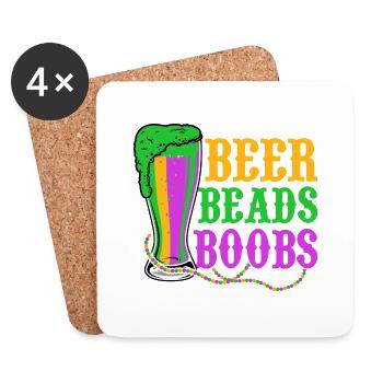 Beer Beads Boobs Carnival Mardi Gras - Coasters (set of 4) - white - Front