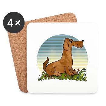 Hund - Untersetzer (4er-Set) - Weiß - Vorne