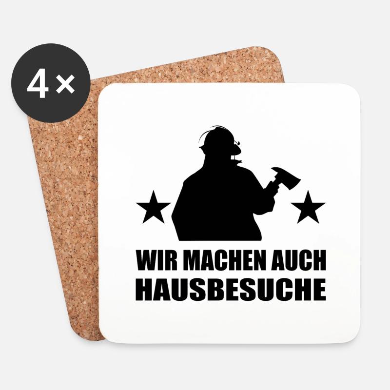 Feuerwehr - Untersetzer (4er-Set) - Weiß