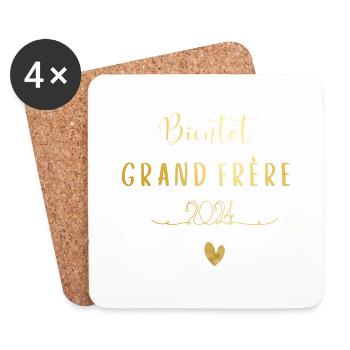 Bientôt grand frère 2024-annonce grosses - Dessous de verre (lot de 4) - blanc - Devant