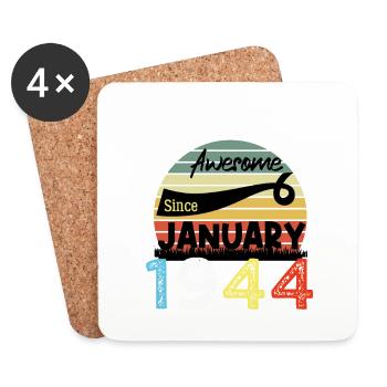 Awesome seit Januar 1944 Jahrgang 80 Jahre Geburtstag - Untersetzer (4er-Set) - Weiß - Vorne