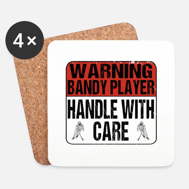 Warning Bandy Player Handle with care Sign - Untersetzer (4er-Set) - Weiß