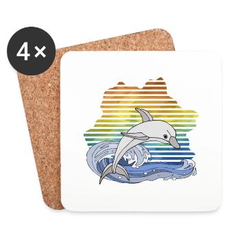 Delfin - Untersetzer (4er-Set) - Weiß - Vorne