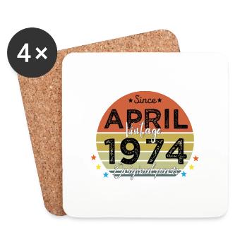 50 Jahre alt Baujahr 1974 Jahrgang April 1974 - Untersetzer (4er-Set) - Weiß - Vorne