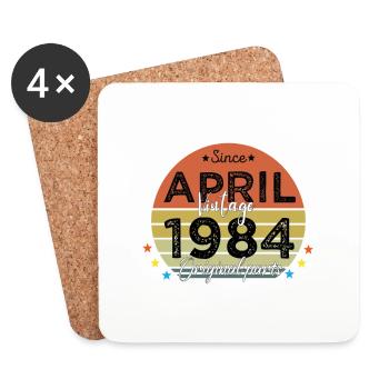 40 Years Old Made In 1984 Vintage April 1984 - Dessous de verre (lot de 4) - blanc - Devant