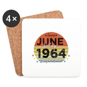 60 Years Old Made In 1964 Vintage June 1964 - Dessous de verre (lot de 4) - blanc - Devant