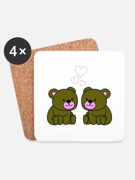 teddybär love - Untersetzer (4er-Set) - Weiß