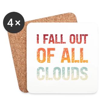 Denglisch Ich Falle Aus Allen Wolken I Fall Out Of - Untersetzer (4er-Set) - Weiß - Vorne