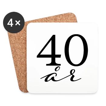 40 ans - Dessous de verre (lot de 4) - blanc - Devant
