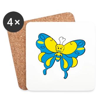 Papillon coloré > Graphique vectoriel - Dessous de verre (lot de 4) - blanc - Devant