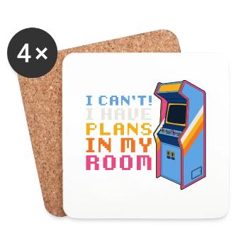Gamer Funny - Je ne peux pas avoir de plans dans le garage de ma chambre - Dessous de verre (lot de 4) - blanc - Devant