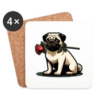Carlin Saint-Valentin Rose - Dessous de verre (lot de 4) - blanc - Devant