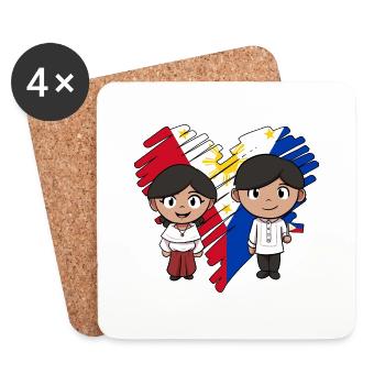 Philippinen Filipino Flagge Stolz I Geschenk - Untersetzer (4er-Set) - Weiß - Vorne