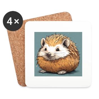 Niedlicher Igel - Untersetzer (4er-Set) - Weiß - Vorne