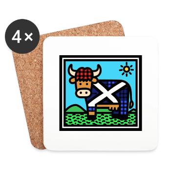 Scottish Highland Cow - Pop Art - Coasters (set of 4) - white - Front