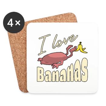 J’adore les bananes - Dessous de verre (lot de 4) - blanc - Devant