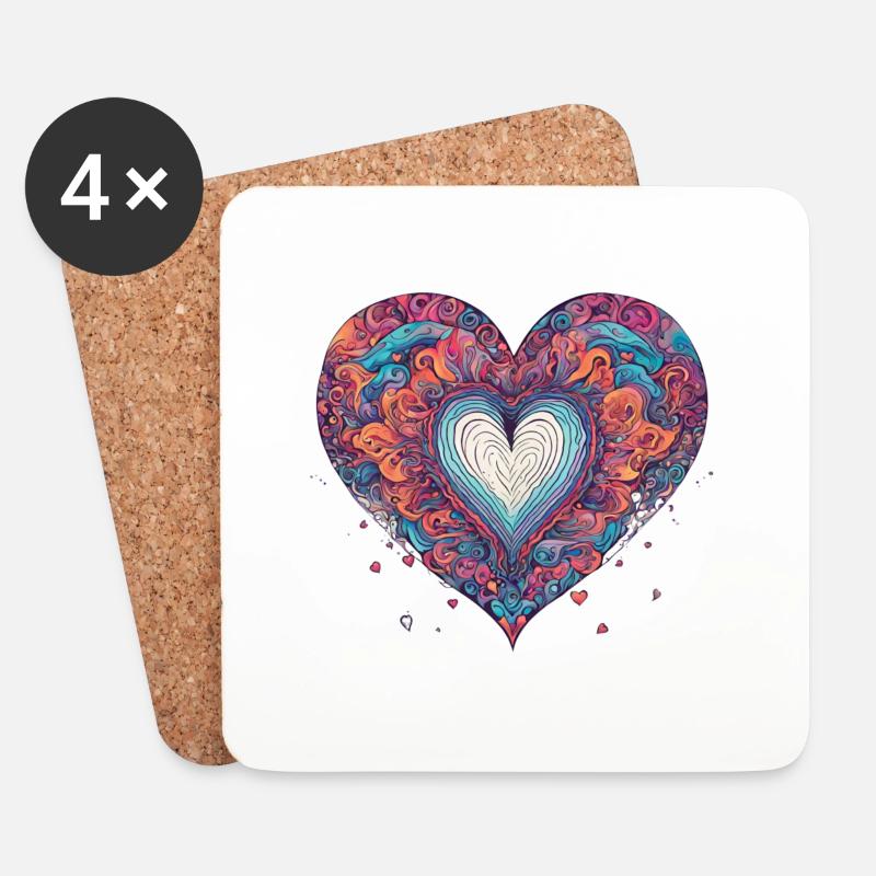 Heart psychedelic - Coasters (set of 4) - white