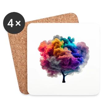Baum aus Rauch - Untersetzer (4er-Set) - Weiß - Vorne
