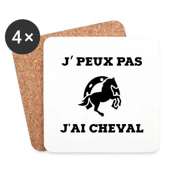 je peux pas j ai cheval - Dessous de verre (lot de 4) - blanc - Devant