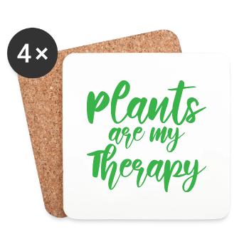 Les plantes sont ma thérapie - Dessous de verre (lot de 4) - blanc - Devant