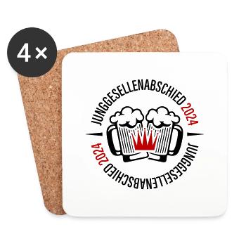 Junggesellenabschied 2024 Bier - Untersetzer (4er-Set) - Weiß - Vorne