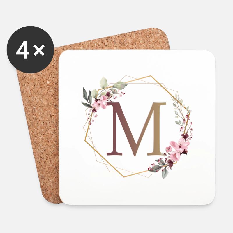 M umgeben von Blumen - Untersetzer (4er-Set) - Weiß