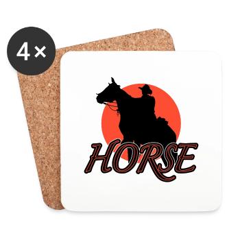 Pferde reiten Pferdeliebe Mädchen Sonnenuntergang - Untersetzer (4er-Set) - Weiß - Vorne