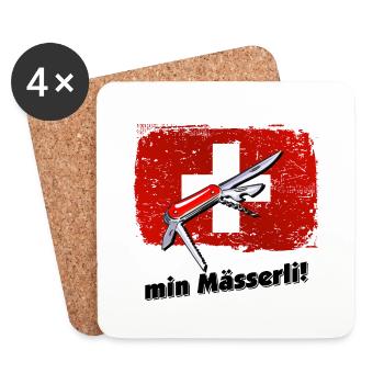 min Mässerli - mein Taschenmesser - Swiss, Schweiz - Untersetzer (4er-Set) - Weiß - Vorne