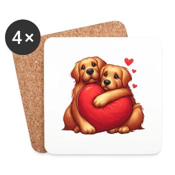 Labrador Retrievers s’étreignant - Dessous de verre (lot de 4) - blanc - Devant
