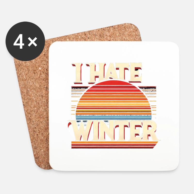 I Hate Winter 8 - Untersetzer (4er-Set) - Weiß