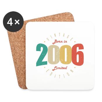 2006 Vintage Anniversaire Rétro Cadeau 2006 - Dessous de verre (lot de 4) - blanc - Devant
