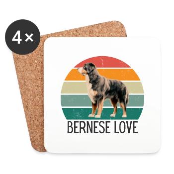 Bernese Love: Vintage and Retro Circle Design - Coasters (set of 4) - white - Front