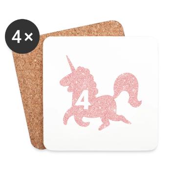 4e anniversaire licorne - Dessous de verre (lot de 4) - blanc - Devant
