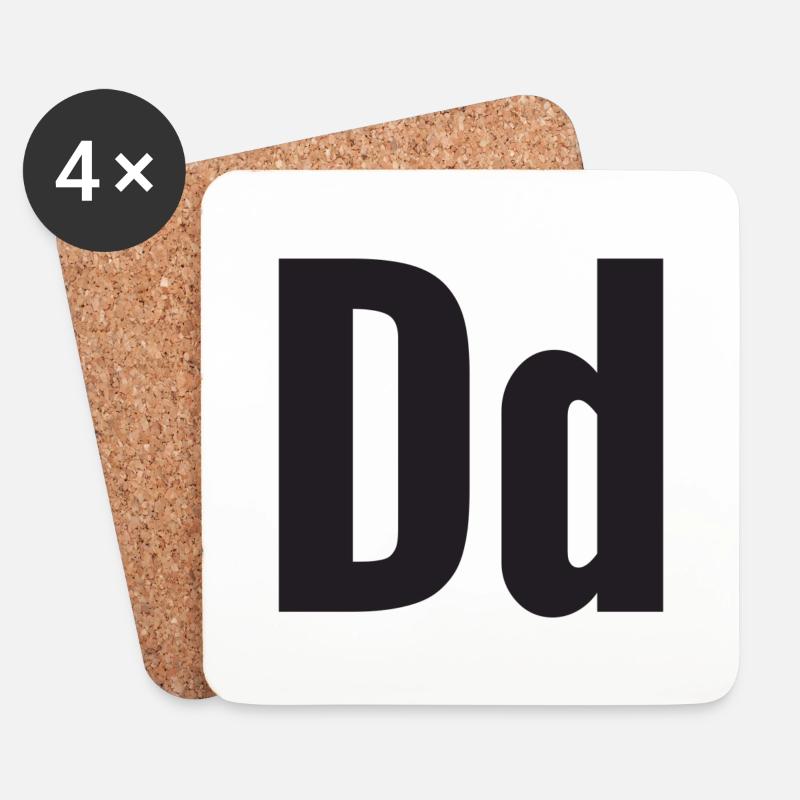 Buchstabe D - Untersetzer (4er-Set) - Weiß