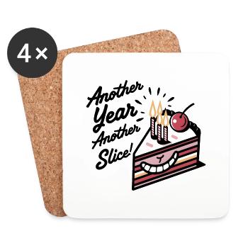 Gâteau de célébration : une autre tranche, une autre année, une autre tranche ! - Dessous de verre (lot de 4) - blanc - Devant