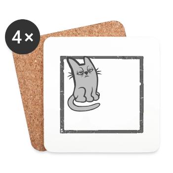 Ich mache nicht morgens, morgendlich, Menschen, Katze, Haustier, lustig - Untersetzer (4er-Set) - Weiß - Vorne