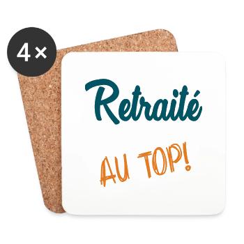 RETRAITE. RETRAITE. RETRAITEE. SENIOR. MAMIE. PAPY - Dessous de verre (lot de 4) - blanc - Devant