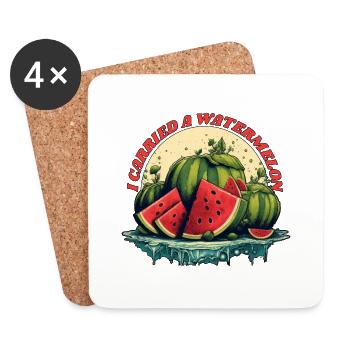 J'ai porté une pastèque 18 - Dessous de verre (lot de 4) - blanc - Devant