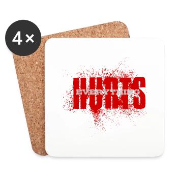 EVERYTHING HURTS - police rouge blanche - Dessous de verre (lot de 4) - blanc - Devant