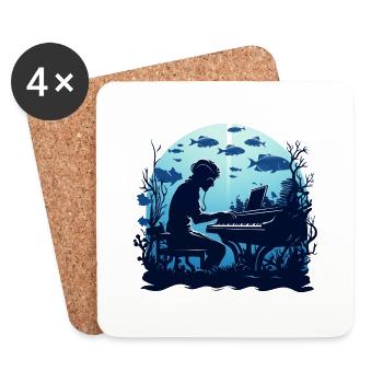 Piano de plongée 1 - Dessous de verre (lot de 4) - blanc - Devant