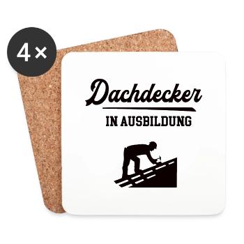 Dachdecker in Ausbildung Dachdeckerausbildung - Untersetzer (4er-Set) - Weiß - Vorne