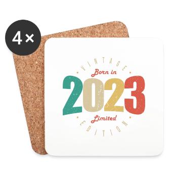 2023 Vintage Retro Jubiläumsgeschenk 2023 - Untersetzer (4er-Set) - Weiß - Vorne