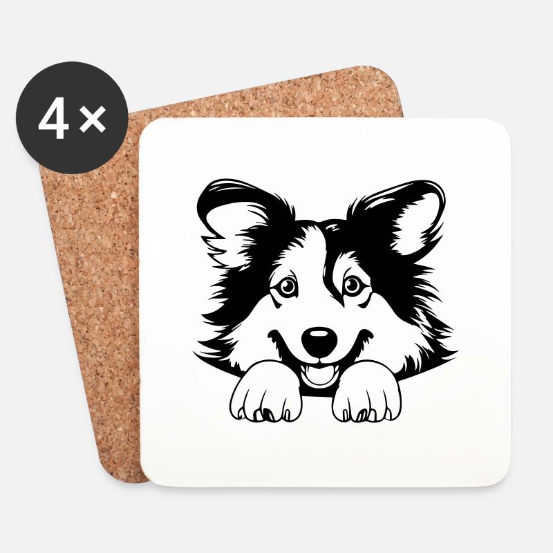 Collie - Untersetzer (4er-Set) - Weiß