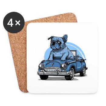 Dog Bulldog Animals Puppy Cute Dog Watercolor Art - Coasters (set of 4) - white - Front